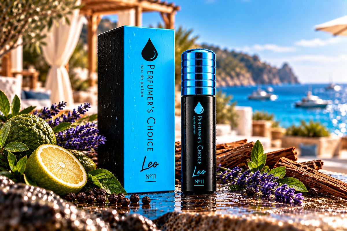 LEO Nº11 hero fragrance bottle and box lifestyle image