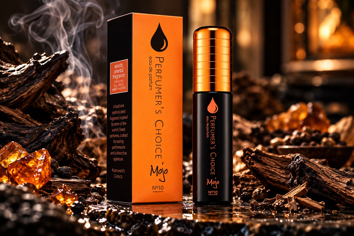 MOJO Nº10 hero fragrance bottle and box lifestyle image